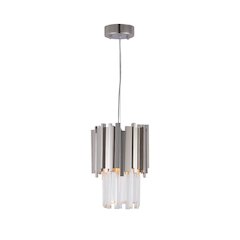 3-Light Chrome Stainless Steel Pendant With Clear Crystals