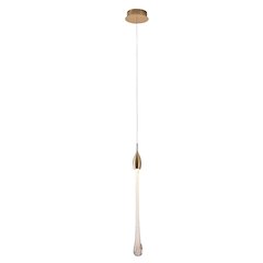 1-Light Gold Aluminum LED Pendant With A Dusted Clear Glass