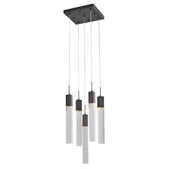 5-Light Matte Black Chandelier With A Clear Crystal