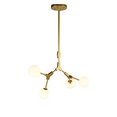4-Light Gold Chandelier With White Glass Shades