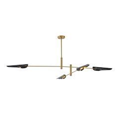 4-Light Gold Chandelier With Black Shades