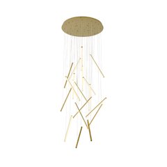 18-Light Brass Metal LED Chandelier With White Acrylic Diffusers