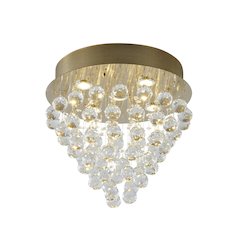 6-Light Gold Flush Mount With Clear Crystals