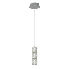 3-Light Chrome LED Pendant With Clear Crystals