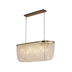 6-Light Gold Oval Chandelier With Clear Beaded hanging Crystals