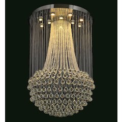 12-Light Chrome Stainless Steel Flushed Chandelier With Clear Crystals