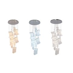 8-Light Chrome Chandelier With Acrylic Crumbled Sheet Pendants