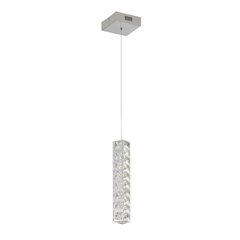 1-Light Chrome LED Pendant With Clear Crystals
