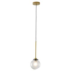 1-Light Gold Plated Single Pendant With A Clear Glass Shade