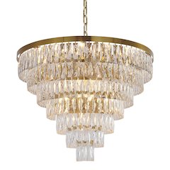 27-Light Gold Chandelier With Clear Crystals