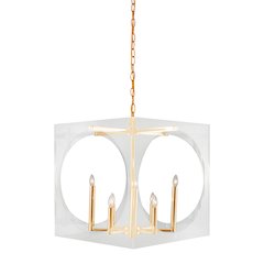 8-Light Gold Chandelier With A Clear Acrylic Shade