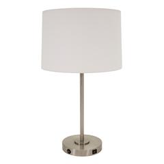 Brandon Table Lamps with USB Port in Satin Nickel