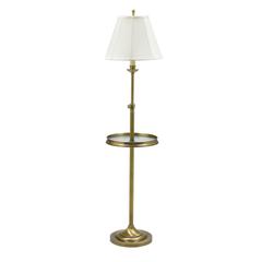 Club Adjustable Antique Brass Floor Lamps with glass table