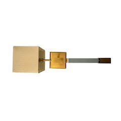 Single bushed brass sconce with acrylic accents and fabric shade