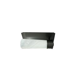 Single oil rubbed bronze sconce with rectangular backplate and glass shade