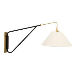Wall Swing Arm in Antique Brass with Black Accents