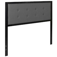 Metal Tufted Upholstered Full Size Headboard in Dark Gray Fabric