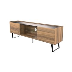 Walnut TV Stand for 65-80 Inch TVs with Engineered Wood Finish Durable Storage