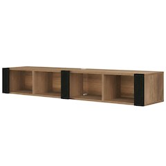 Brown Wall-Mounted TV Stand for 75 Inch TVs with Engineered Wood Design