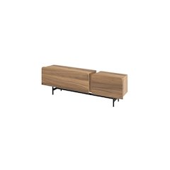 Walnut Modern TV Stand for 75-Inch Screen with Engineered Wood Finish