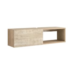 Oak Floating TV Stand with 1 Shelf and 1 Door, Engineered Wood Finish