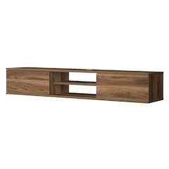 Brown Floating TV Stand with Wall Mount and Modern Storage Design