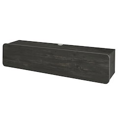 Black floating TV stand, 80 inch flat screens, modern design, durable wood