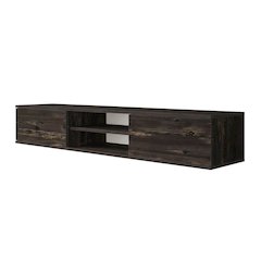Black Oak Wall-Mounted TV Stand with Engineered Wood Finish