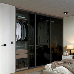3 Panel Glass Sliding Closet Door, Aluminum Frame