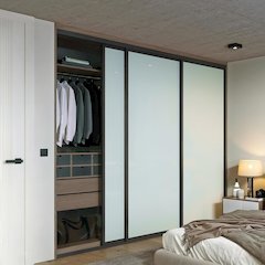 3 Panel Glass Sliding Closet Door, Aluminum Frame