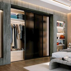 2 Panel Glass Sliding Closet Door with Aluminum Frame, Silent Glide Technology