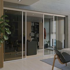 Glass Room Divider Panel and Partition Wall - White