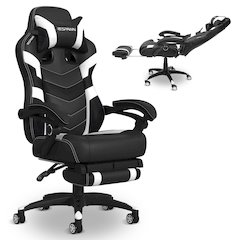 Gaming Chairs For Adults With Headrest Pillow - White