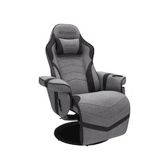 Reclining Gaming Chair with Footrest - Gray Fabric