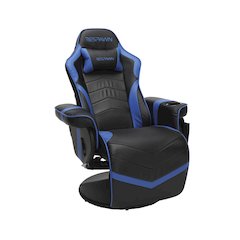 Reclining Gaming Chair with Footrest, Gaming Chair Recliner - Blue