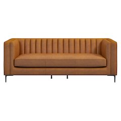 Angelina Cognac PU Leather Sofa 84"