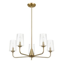 Dazzle Five Lights Chandelier With Clear Seeded Glass -Satin Brass