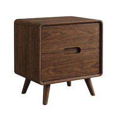 Brown Nightstand with 2 Drawers and Smooth Surface Finish