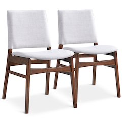Set of 2 Light Gray Fabric Dining Chairs for Dining Room and Kitchen