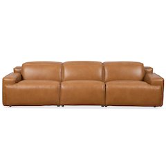 Urbana Triple PWR Tan Leather Recliner Sofa