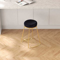 Jane 26" Luxury Black Upholstered Stool