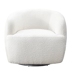 Mina White Boucle Swivel Chair