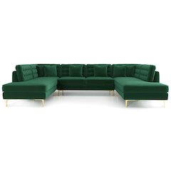 Brooke Green Velvet U Shape Corner Sofa