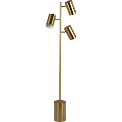Harmony Brassed Gold Floor Lamp with Rotary Switch Triple Spots Metal Block Base