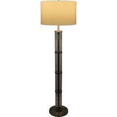 Brushed Nickel Floor Lamp with 3-Way Rotary Switch Clear Glass Body  Metal Base