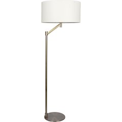 Serene Brushed Nickel Floor Lamp with Rotary Switch Metal Base White Linen Shade