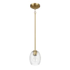 Vista Single Pendant Chain Hanging Light with Clear Glass - Satin Brass