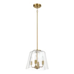 Soiree Four Candle Lights Pendant With Clear Glass - Satin Brass