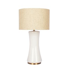 Cascade Glass Lamp Golden Base - Off White Glass Table Lamp