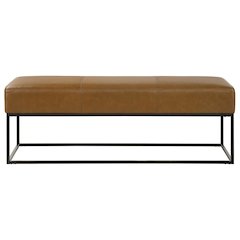 Odessa Tan Leather Bench